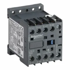 3-pole non-reversing IEC contactor with 3 normally open contacts, rated 12 A and 24 V DC coil. Suitable for switching motors and other loads in compact industrial control panels where space is limited.