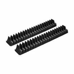 This black plastic wrench organizer is designed for tool drawer storage. It holds wrenches and includes a magnetic base to keep the rack stationary during drawer movement. Suitable for organizing wrenches in workshops and service environments.