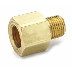 This brass flared/threaded adapter connects 1/4 in OD tubing to threaded ports in fluid systems. It features a 45-degree flare design and meets SAE J513 standards for sealing in hydraulic, pneumatic, and general fluid-handling applications.