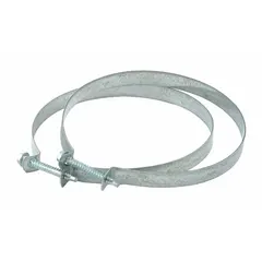 Dryer vent clamp for securing exhaust duct connections on Whirlpool washing machines and dryers. Helps maintain a tight seal to prevent lint leaks and ensure proper airflow.