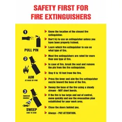 This 22 in x 17 in clear film laminate poster is printed in English and designed to mark fire extinguisher locations in industrial, warehouse, and commercial settings. The protective coating resists wear, and the poster does not include a frame or write-on surface.