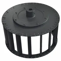 This Dayton blower wheel is a single-inlet forward-curved type with a 9-inch diameter and 1/2-inch bore, constructed from steel with a tabbed design. It is rated for a maximum speed of 1,750 RPM and includes set screws for installation. Commonly used in HVAC systems, furnaces, and industrial ventilation equipment for moving air.