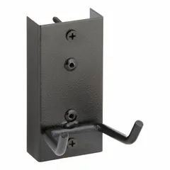 Steel tool hanger with black finish, 4 in overall length, designed for organizing wrenches. Mounts to walls or pegboards to keep tools accessible and reduce clutter in workshops or industrial facilities.
