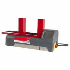 Portable induction bearing heater from the EBH series, featuring a cross-bar design for heating bearings and ring-shaped components prior to installation. Operates at 240V and 16A with a 3 1/4 in capacity. Used in maintenance and assembly applications to expand bearings evenly for mounting onto shafts.
