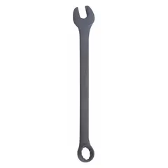 This SAE 12-point combination wrench is constructed from alloy steel with a black oxide finish. It features a 1 1/2 in head size and an overall length of 19 5/8 in. Suitable for tightening or loosening fasteners in industrial maintenance, automotive repair, and mechanical assembly.