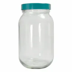 APPROVED VENDOR Clear Wide Mouth Round Glass Lab Bottle, 480 mL, 63-400, Colorless, 12/Pack