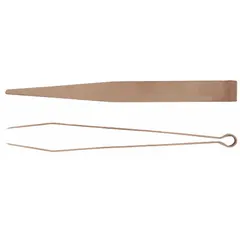 Nonsparking tweezers made from copper nickel tin composition with a smooth, standard design. Suitable for handling small parts in environments where spark prevention is required, such as areas with flammable gases or dust.