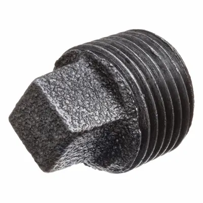 USA INDUSTRIALS 3/4 in Threaded Class 150 Malleable Iron Plug, 150 psi @ 72°F - Low-Pressure Threaded Pipe Fittings with Thread Sealant