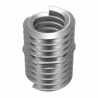 Screw-locking tangless helical insert for repairing or reinforcing internal threads in metal components. Features a #8-32 coarse right-hand thread, plain finish, and is made from 18-8 stainless steel with a tensile strength of 200,000 to 250,000 psi. The tangless design eliminates the need for a break-off tang, and the screw-locking element resists loosening under vibration. Supplied in a pack of 1,000 pieces