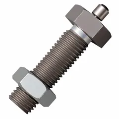 Steel shock absorber with a force rating of 9.8 N. Used to dampen motion and absorb impact in industrial machinery, conveyors, and automation systems requiring controlled deceleration.