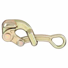 This Haven's-type jaw grip is designed for pulling guy strand or messenger cable during overhead line construction. It accommodates a minimum cable diameter of 0.06 inches and features an aggressive jaw pattern for secure gripping.