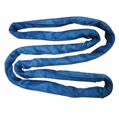 Endless round sling constructed with polyester body and cover. 8 ft sling length with 2 1/2 in body diameter. Used for general lifting and rigging applications where a flexible, non-marring sling is needed.