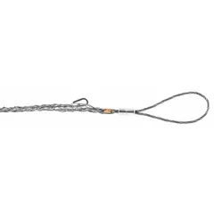 Galvanized steel mesh grip for pulling slack cables through conduit or trays. Offset eye style. Cable diameter range 0.75 to 0.99 in. Breaking strength 2,200 lb.