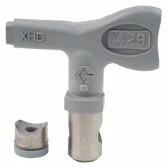This GRACO airless spray gun tip features a 0.029 in orifice size and gray finish. It is designed for use with XHF series spray guns and compatible with model XHD001. Typical applications include applying paints, lacquers, and other coatings in industrial finishing, construction, and maintenance tasks.
