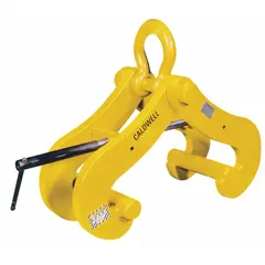 Steel beam lifting clamp for top-mount lifting of beam flanges. Jaw opening range 6 to 27 inches. Used in construction, rigging, and industrial maintenance for vertical lifting and positioning of structural steel.