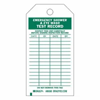 Tag: Emergency Shower & Eyewash Test Record, 3 in Wd, 5 3/4 in Ht, Green/White, Polyester, 10 PK (MPN 86560)