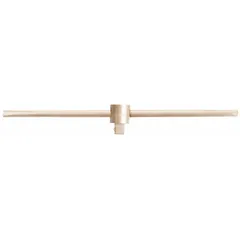 This non-sparking sliding T-style breaker bar features a 3/4 in drive and 18 in length. Constructed from aluminum bronze with an unfinished surface and a smooth grip, it is designed for use in hazardous environments where spark prevention is critical, such as in the loosening or tightening of bolts in areas with flammable gases or dust.