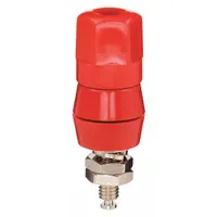 Binding Post: 2 in Lg, Brass, Silicone Rubber, 15 A Max Current, Red