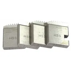 High-speed steel pipe die for threading 2-inch NPT pipe. Designed for use with manual and handheld power threaders. Suitable for industrial piping applications.