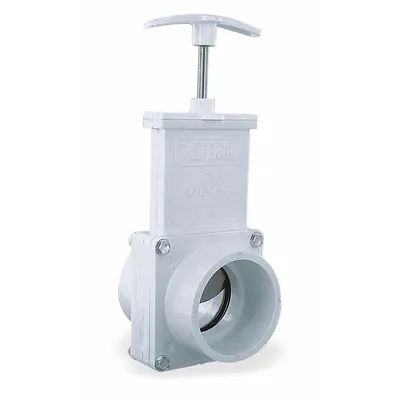 VALTERRA Gate Valve: 2 in Size, PVC, Rising, Slip x Spigot, 40 psi CWP, Lever - Rising Stem PVC General Purpose Gate Valves