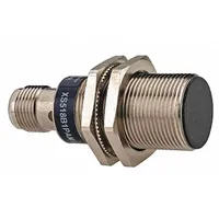 Shielded cylindrical inductive proximity sensor with built-in connector and 3 wires. Operates on 12-24V DC supply voltage. Detects metallic objects without contact for position sensing, part detection, and machine control in industrial automation