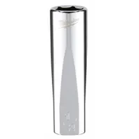 MILWAUKEE Deep Well Socket: SAE, 3/8 in Drive Size, 1/2 in Socket Size, 6-Point, Deep, Chrome (MPN 45-35-5000)