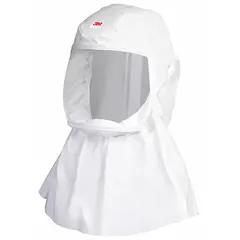 This hood with neck coverage is designed for use with a supplied-air respirator (SAR) system. It is suitable for industrial environments where airborne contaminants are present, such as painting, chemical handling, or grinding. The S/M size hood is sold in a 5-pack.