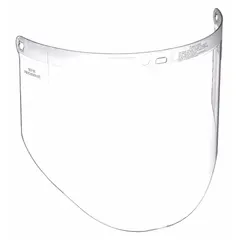This clear polycarbonate replacement visor is designed for general-purpose face protection in industrial environments. Its dielectric properties make it suitable for tasks where electrical hazards are present. The visor provides splash and impact protection during machining, assembly, and similar operations.
