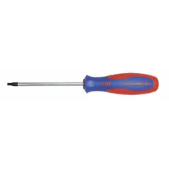 This Torx screwdriver features a T15 tip and an overall length of 8 inches. It is suited for fastening and loosening T15 Torx-drive fasteners in general assembly, maintenance, and repair tasks. The long shaft provides access in confined spaces.