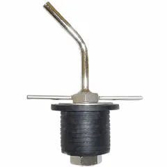 This rubber pouring spout is designed for use with cryogenic dewar tanks, facilitating controlled pouring of liquid nitrogen or similar cryogens. It measures 2 1/4 inches in overall width and is compatible with tanks. Commonly used in laboratory, medical, and industrial settings to minimize spillage and exposure.