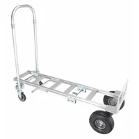 DAYTON Convertible Hand Truck: 600 lb, Dual-Handle, Silver, Aluminum, Pneumatic, 62 in Handle Ht