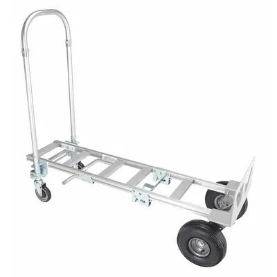Dayton Convertible Hand Truck: 600 lb, Dual-Handle, Silver, Aluminum, Pneumatic - 2-Position Convertible Hand Trucks