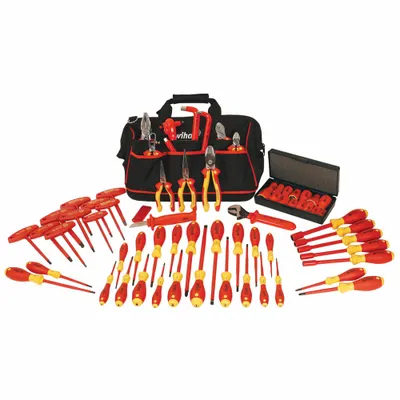 WIHA Insulated Tool Kit: Insulated, 63 Total Pcs - Tool Sets with Tool Bag