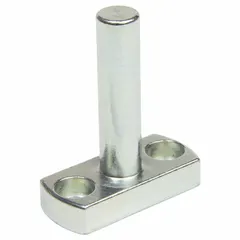 Flanged bolt base designed for use with Ruland MT12 Connectors. Features a no-hole bracket design. Dimensions: 38 mm length, 16 mm width, 47 mm height. Used in sensor and conveyor rail mounting applications.
