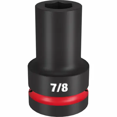 MILWAUKEE Deep Impact Socket: 1 in Drive Size, SAE, 7/8 in Socket Size, 6-Point, Deep - 1" Drive Impact Sockets