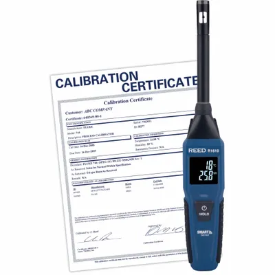 REED INSTRUMENTS Thermo-Hygrometer/Traceable Calibration: Included, Humidity/Temp - Standard Temperature & Humidity Meters