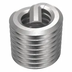 Free-running helical insert with tanged tang for installation. M3-0.50 thread size, right-hand coarse metric, plain finish. Supplied in a 100-piece pack. Used to repair or reinforce tapped threads in metal components.