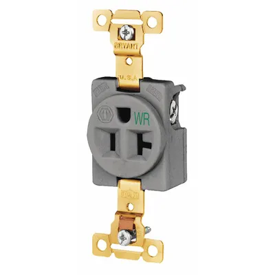 BRYANT Receptacle: Single, 5-20, Gray, 125V AC, 20 A, 2 Pole / 3 Wire (MPN 5361GRYWR) - General Purpose Receptacles
