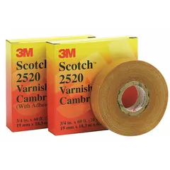 This varnished cotton cloth electrical tape with rubber adhesive provides mechanical protection against abrasion. It is used for insulating and protecting electrical connections in demanding environments, such as motor leads, bus bars, and coil winding applications. Supplied in a 24-pack.