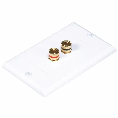 MONOPRICE 1-Gang 2-Port RCA Audio/Video Wall Plate, White - Audio-Video Jacks with Frames