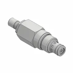 Steel two-way flow control cartridge valve with screw adjustment. Designed for C08-2 valve cavity size. Nitrile seal material. Used to regulate fluid flow in hydraulic systems for industrial machinery and mobile equipment.