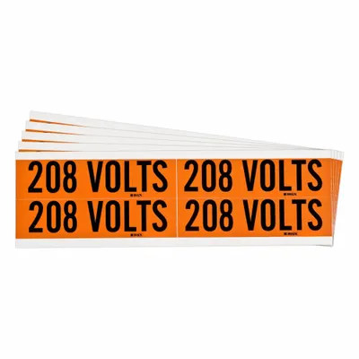 BRADY Self-Stick Vinyl Conduit and Voltage Markers, 208 Volts, 5 Pack