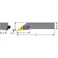The MVJNL 12-3B is an indexable turning and profiling toolholder designed for external turning, facing, and profiling operations. It accepts standard inserts and is suitable for use in lathes and CNC machines on steel, stainless steel, and cast iron workpieces