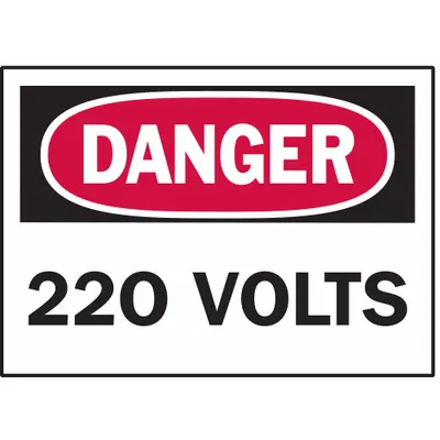 BRADY Danger: 220 Volts Signs, 5 PK