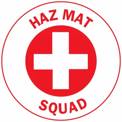 BRADY Hard Hat Label: Haz Mat Squad, 2 in Dia, English, Non-Reflective, 4 Labels - Safety