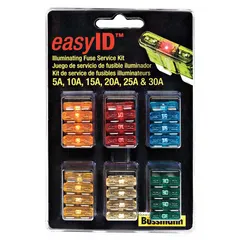 Automotive and fleet fuse kit containing ATC-ID series fuses covering a 5 A to 30 A range. No tool included. Designed for protecting electrical circuits in vehicles and fleet equipment.