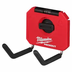 This straight hook is designed for use with the PACKOUT modular storage system. Constructed from metal and polymer with a black and red finish, it provides a secure hanging point for tools, cords, or equipment. Dimensions: 3 7/8 in depth, 4 13/16 in height, 3 5/8 in length.