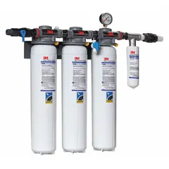 Multi-purpose water filter system with activated carbon media for sediment reduction. Features 15 gpm flow rate, NPT connections, and 162,000 gallon capacity. Overall height 24 1/8 inches. Suitable for commercial and industrial water filtration applications.