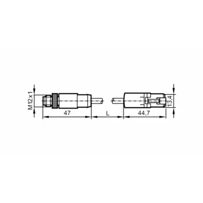 IFM Ethernet Cable: Cat6a, M12 Male Straight x RJ45 Male Straight, 2 m Lg, PVC - M12 Connector to RJ45 Connector Cordsets