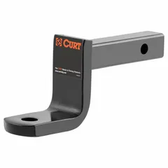 This CURT ball mount is a Class II, non-adjustable towing component made from carbon steel with a scratch-resistant powder-coated finish. It accepts a 3/4 in ball shank diameter and is suited for light-duty towing applications such as trailers, boats, and utility loads. The mount is backed by a limited lifetime warranty (1 year on finish and parts).